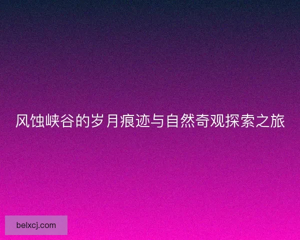 风蚀峡谷的岁月痕迹与自然奇观探索之旅
