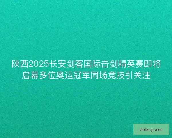 陕西2025长安剑客国际击剑精英赛即将启幕多位奥运冠军同场竞技引关注