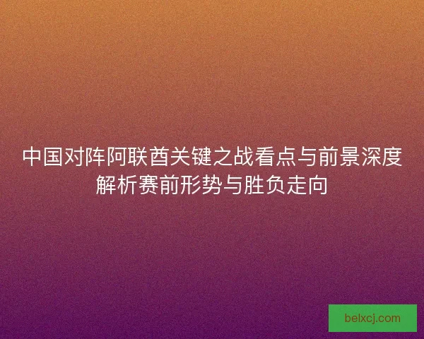 中国对阵阿联酋关键之战看点与前景深度解析赛前形势与胜负走向